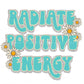 Radiate Positive Energy Silver Glitter PNG sublimation design download, Daisy floral png, floral girl png design, png for little girls,