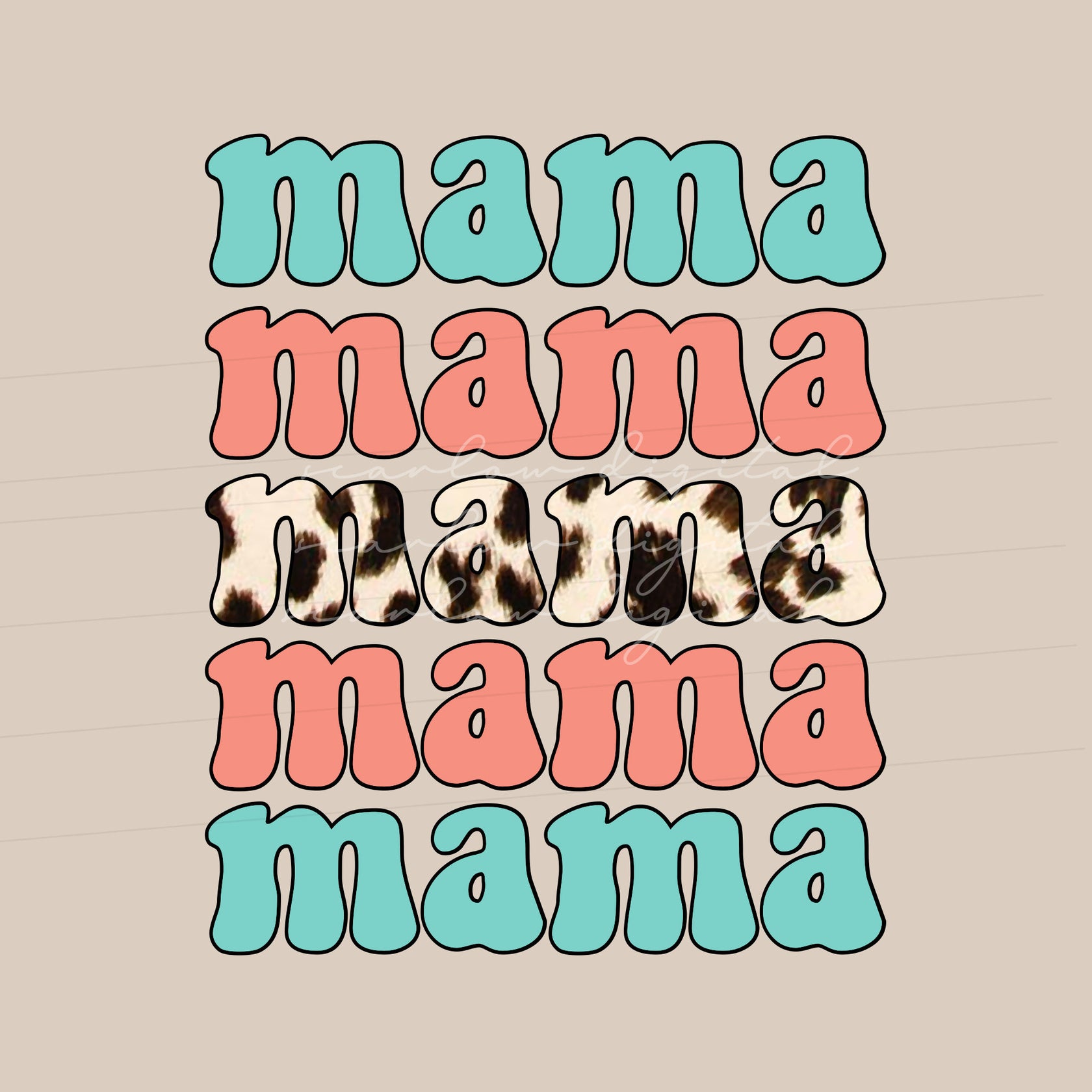 Mama Pastel Cowhide PNG Sublimation Design Download, png for moms, wes ...