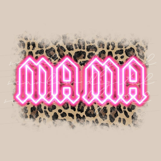 Leopard Print Neon Mama T-Shirt Png sublimation design download, animal print png designs, png for t-shirts, t-shirt sublimation designs