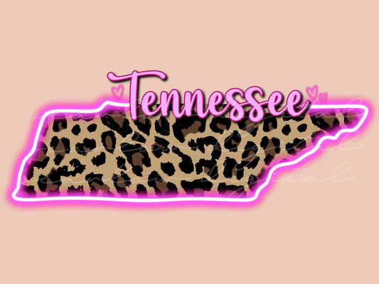 Tennessee Leopard Print PNG sublimation design download, Nashville png design, Tennessee state png, Nashville TN png, leopard png design