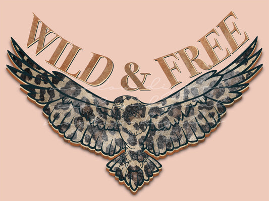 Wild and Free Bald Eagle Leopard Print Patriotic PNG sublimation design download, leopard print png, png for women, teenage girl png