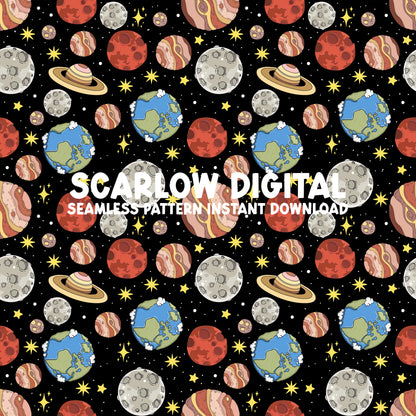 Outer Space Seamless Pattern, Planets Seamless File, Seamless Patterns for Boys, Boy Sublimation Designs, Astronaut Seamless File Designs