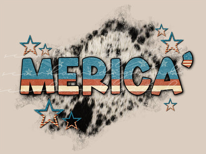 Merica' July 4th PNG sublimation design download, western Fourth of July png, American cowboy png, American cowgirl png, patriotic png