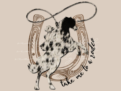 Take Me To A Rodeo Cowhide Print PNG sublimation design download, horseshoe PNG western design, western rodeo png, png for boys, cowboy png