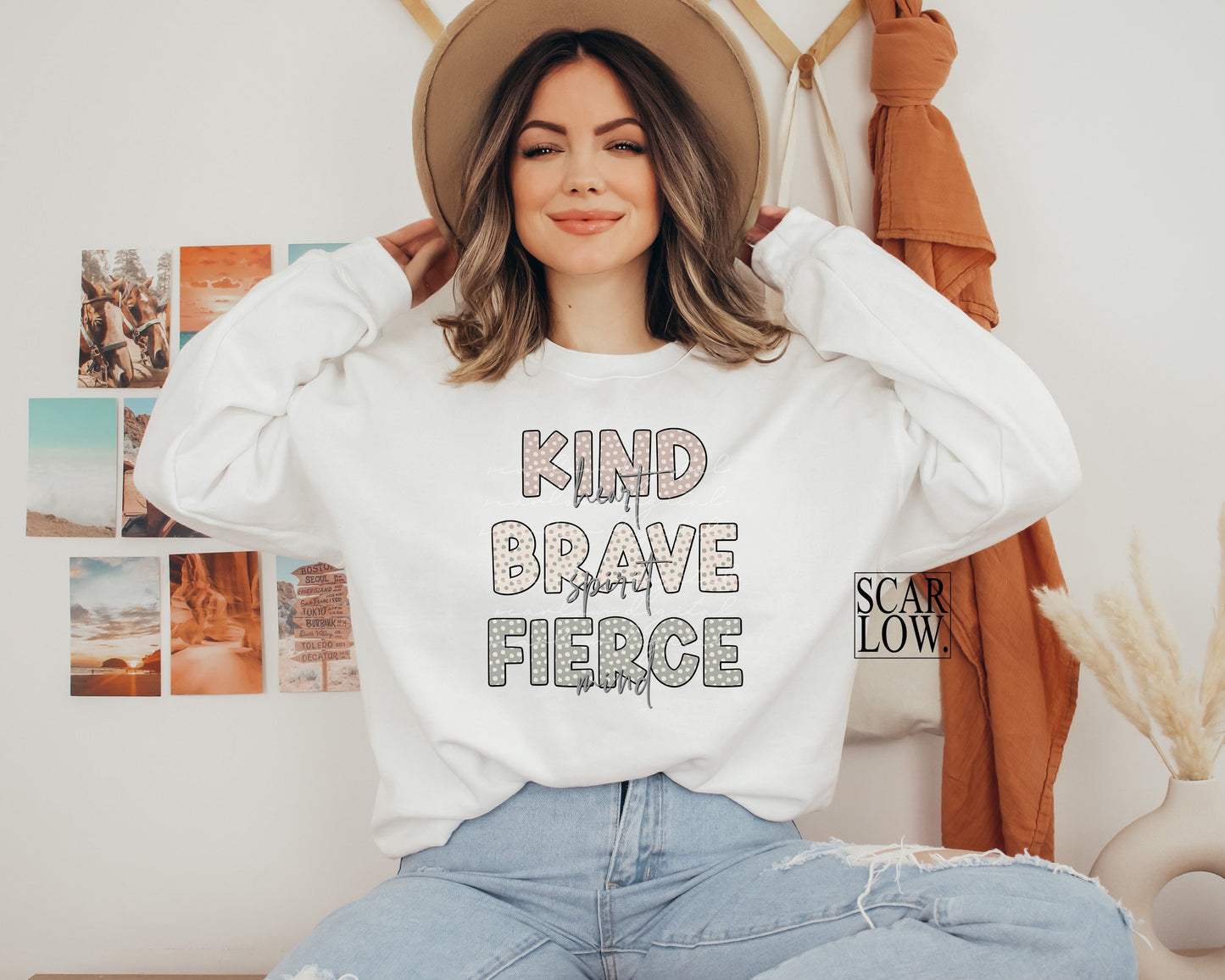 Kind Heart Brave Spirit Fierce Mind Boho Inspirational PNG sublimation design download, boho png, women empowerment png, png for girls