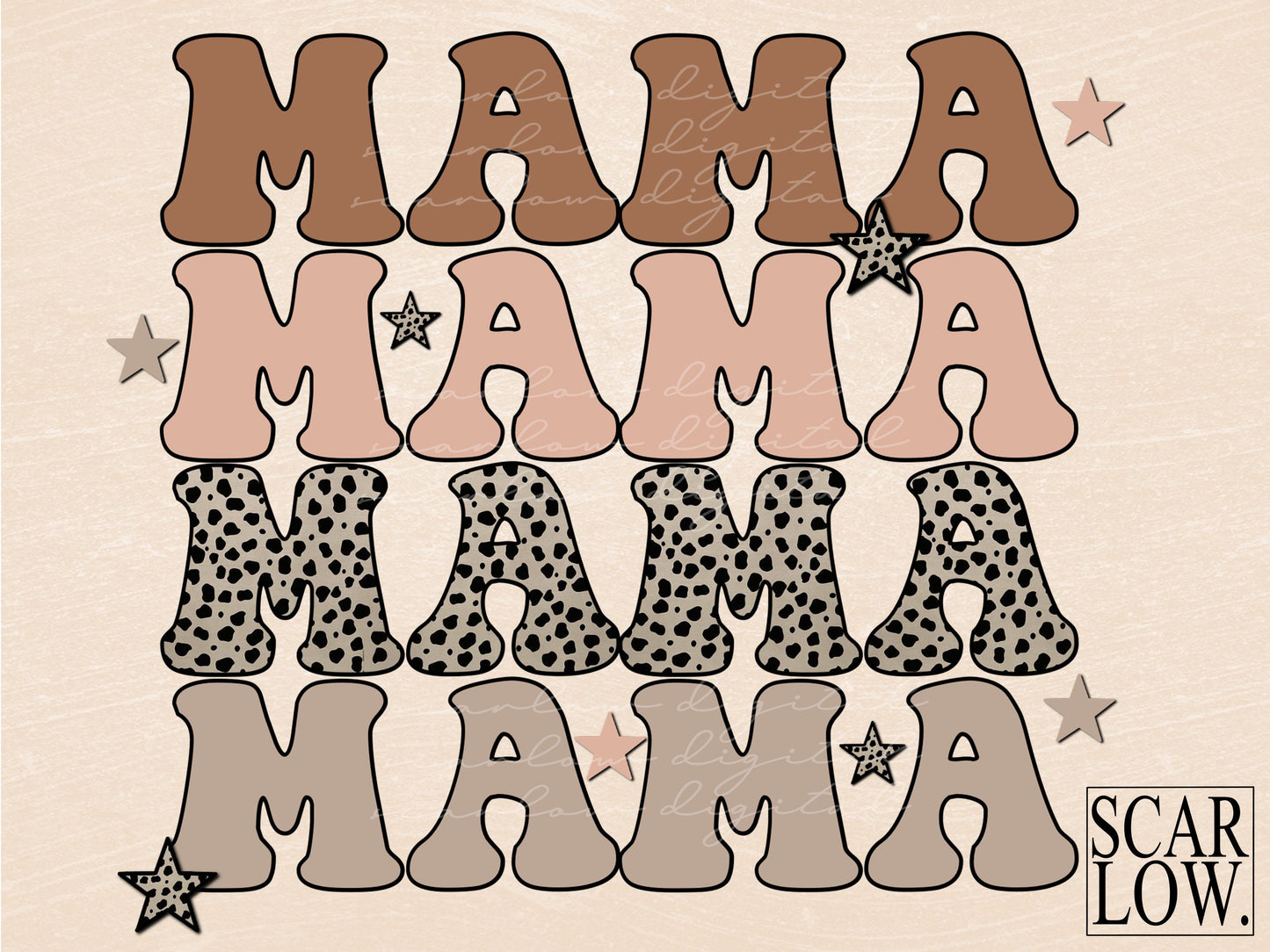 Mama Leopard Print Star PNG sublimation design download, png for moms ...