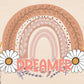 Boho Rainbow PNG Design for little girls, Dreamer sublimation design for baby girl, png downloads for girls, floral baby girl png design