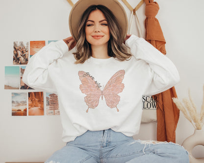 Grow Wild Boho Butterfly PNG sublimation design download, butterfly png, boho png, vintage butterfly png, vintage png, png for little girls