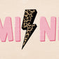 Pink Mini Leopard Print Lightening Strike PNG sublimation design download, little girl png, png for girls, mommy and me png designs