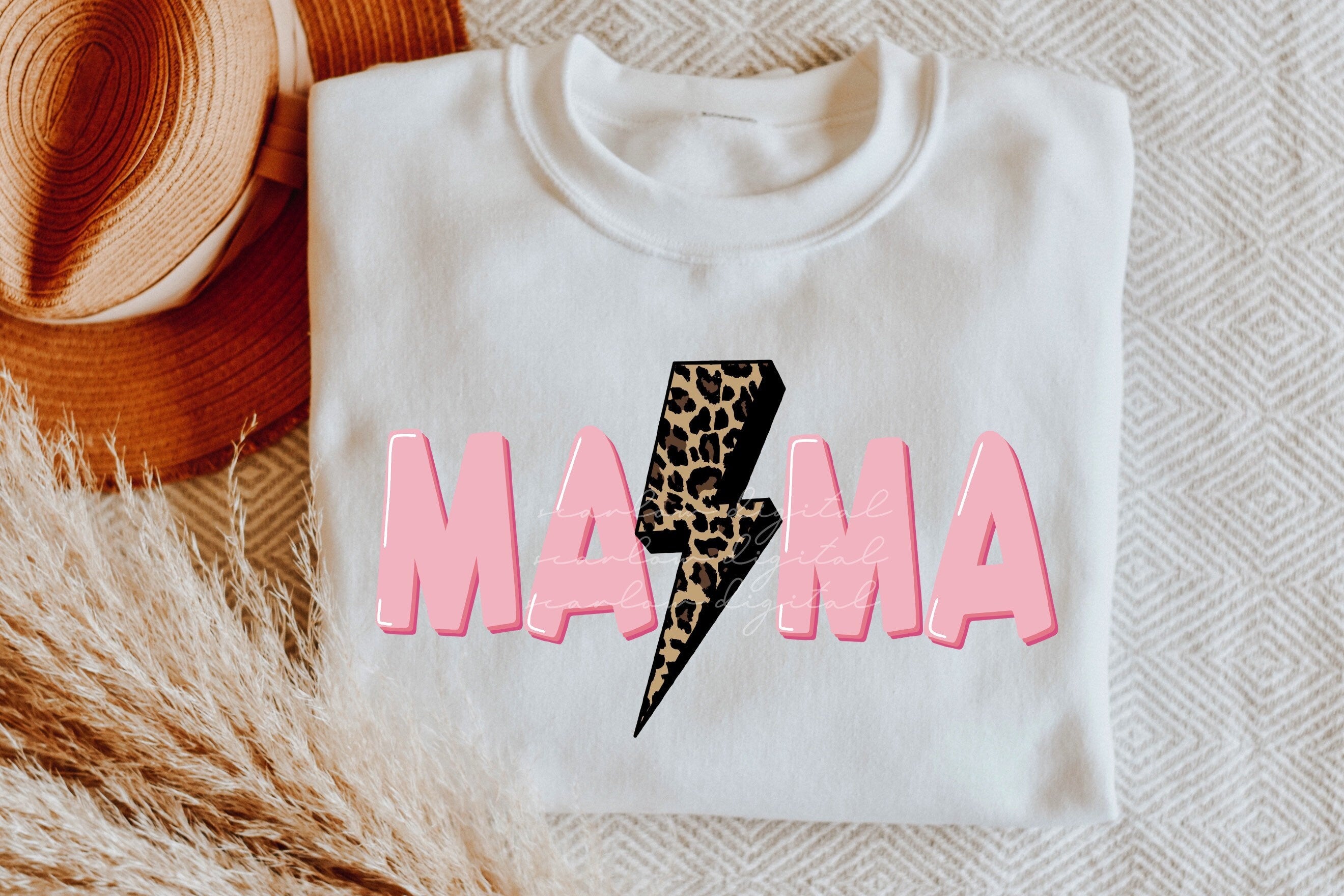 Mama and Mini Leopard Print Lightening Strike PNG sublimation design d ...