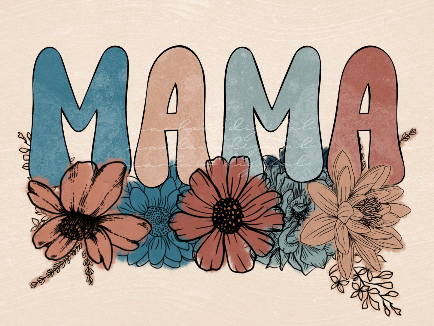 Mama Floral Boho Neutral Color PNG sublimation Design Download, floral mama png, png for moms, mama sublimation designs, little girl png