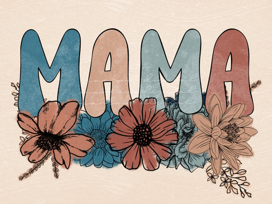 Mama Floral Boho Neutral Color PNG sublimation Design Download, floral mama png, png for moms, mama sublimation designs, little girl png