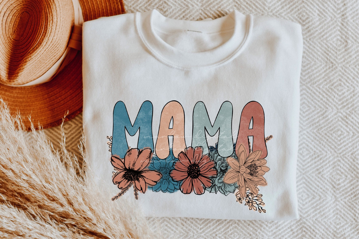 Mama Floral Boho Neutral Color PNG sublimation Design Download, floral mama png, png for moms, mama sublimation designs, little girl png