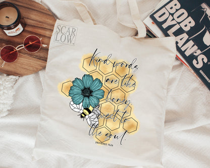 Kind Words Are Like Honey Proverbs PNG sublimation Design Download, Christian png, honey bee png, summer png, bible verse png, scripture png