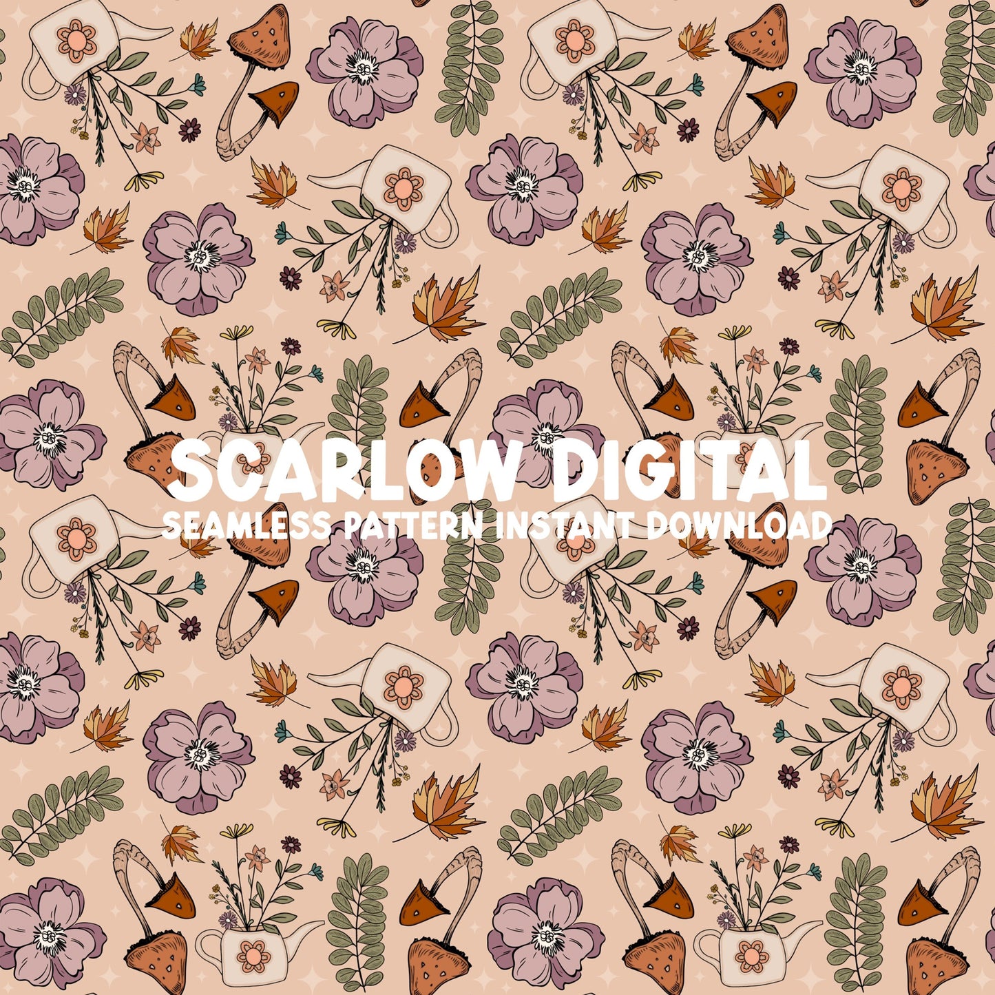 Floral Fall Autumn Seamless Pattern Sublimation Design Download, fall seamless file, autumn digital paper, floral sublimation designs