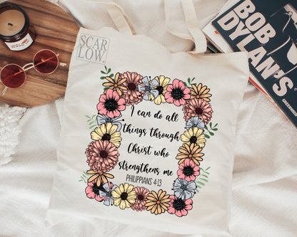 Philippians 4:13 Floral PNG sublimation design download, Christian women png, bible scripture png, bible verse png, png for Christians