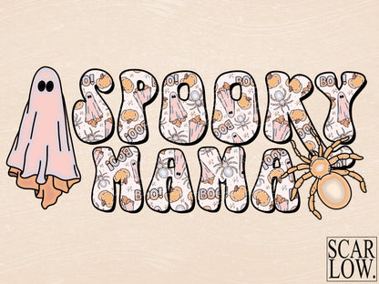 Spooky Mama Ghost Halloween PNG - Instant Digital Download for Sublimation, Spooky mama png, ghost mama png, Halloween mama png, boho png