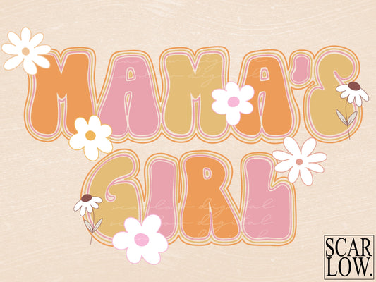 Mama's Girl Flowers PNG - Sublimation Instant Digital Design Download, little girl png, girl sublimation, hippie mama girl png designs