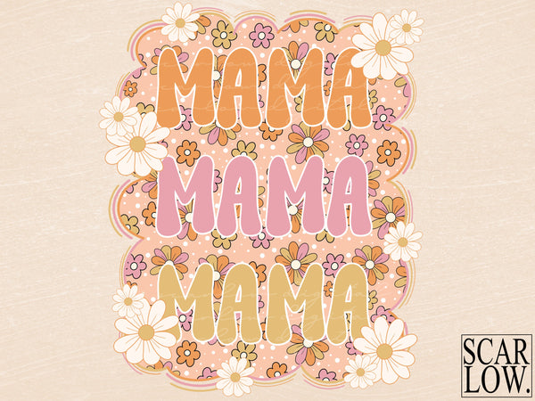 Mama Hippie Retro Floral PNG - Instant Download Sublimation Design, ma ...