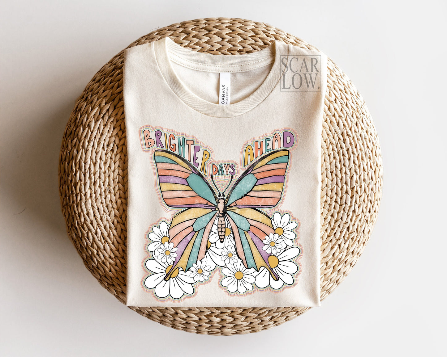 Brighter Days Ahead Floral Butterfly PNG sublimation design download, retro summer png, boho butterfly png, inspirational png, retro png