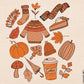 Fall Doodles PNG Print File For Sublimation Or Print, Boho Sublimation, Fall sublimation, autumn designs, retro fall png, vintage fall png