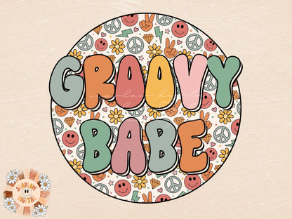 Groovy Babe Hippie PNG-Sublimation Instant Digital Design Download-Hippie sublimation, retro png designs, groovy sublimation, vintage png
