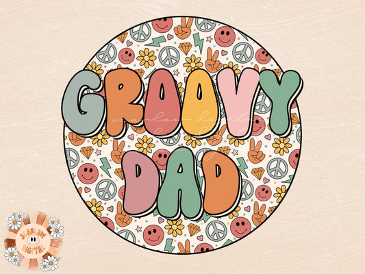 Groovy Dad Hippie PNG-Sublimation Instant Digital Design Download-dad sublimation, daddy png, retro png, hippie sublimation, smiling png