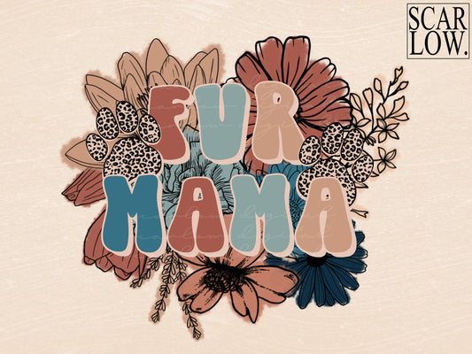 Fur Mama Floral PNG sublimation design download, dog parent png, dog mama png, fur mama png, dog lover png, cat mom png, watercolor png