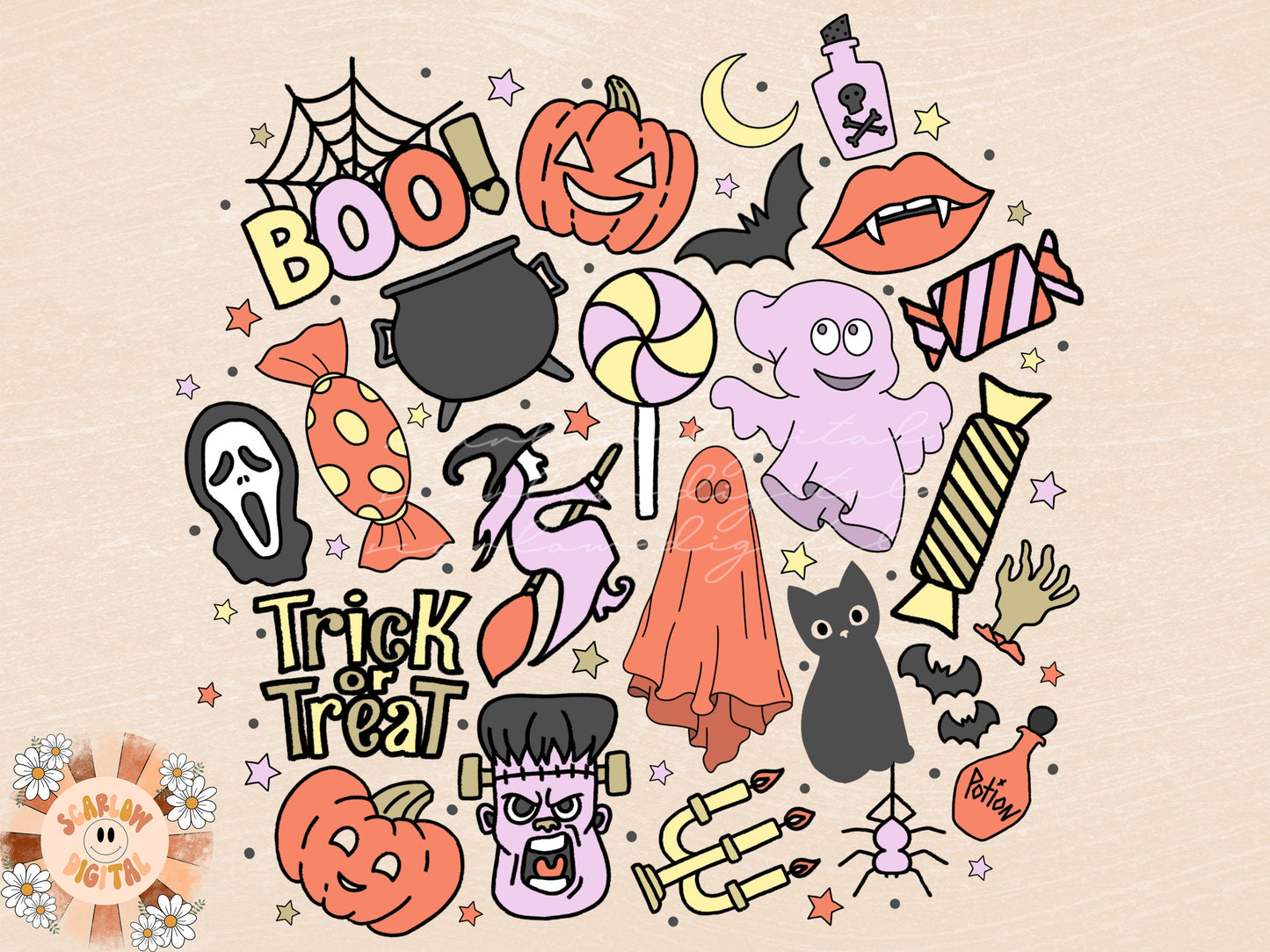Spooky Halloween PNG-Sublimation Design Download-witchcraft png, Halloween png, spooky season png, witch png, ghost png, potions png designs