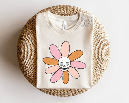 Halloween Skull Flower PNG sublimation design download, preppy halloween png, skull png, halloween png, boho halloween png, spooky png