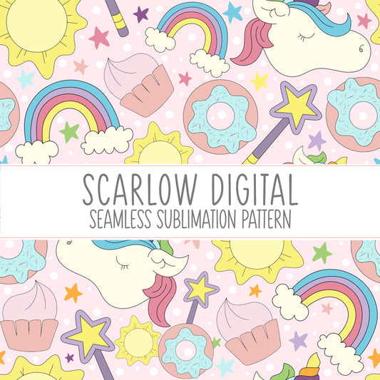 Seamless Magic Pattern-Sublimation Digital Design Download-Unicorn seamless pattern, rainbow sublimation, seamless sublimation designs