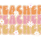 Teacher PNG - Floral Sublimation Design, floral png, retro png, retro teacher png, vintage teacher png, teacher png, teacher sublimation