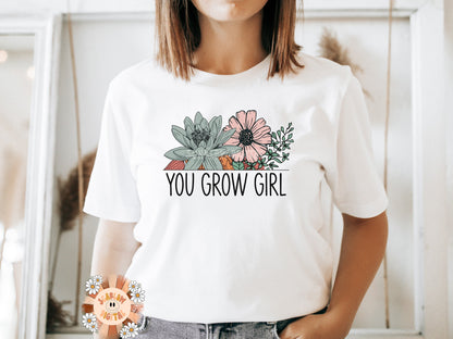 You Grow Girl Floral Little Girl PNG sublimation design download, floral png, summer png, little girl png, watercolor png, bouquet png