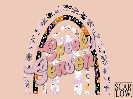 Spooky Season Halloween PNG-Sublimation Design Download-Boho rainbow png, rainbow sublimation, Halloween png, retro Halloween png,