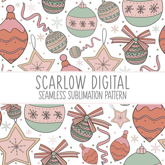 Seamless Christmas Ornament Pattern Sublimation Design Download, ornament seamless, christmas sublimation, santa seamless pattern, xmas png