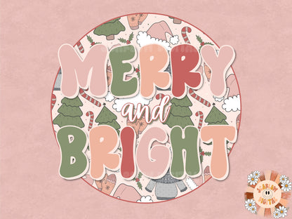 Merry and Bright PNG-Christmas Sublimation Design Download- santa claus png, christmas season png, candy cane png, christmas spirit png