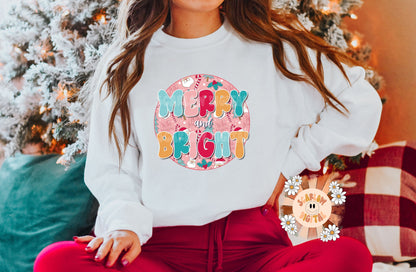 Merry and Bright PNG-Christmas Sublimation Design Download- santa claus png, christmas season png, candy cane png, christmas spirit png