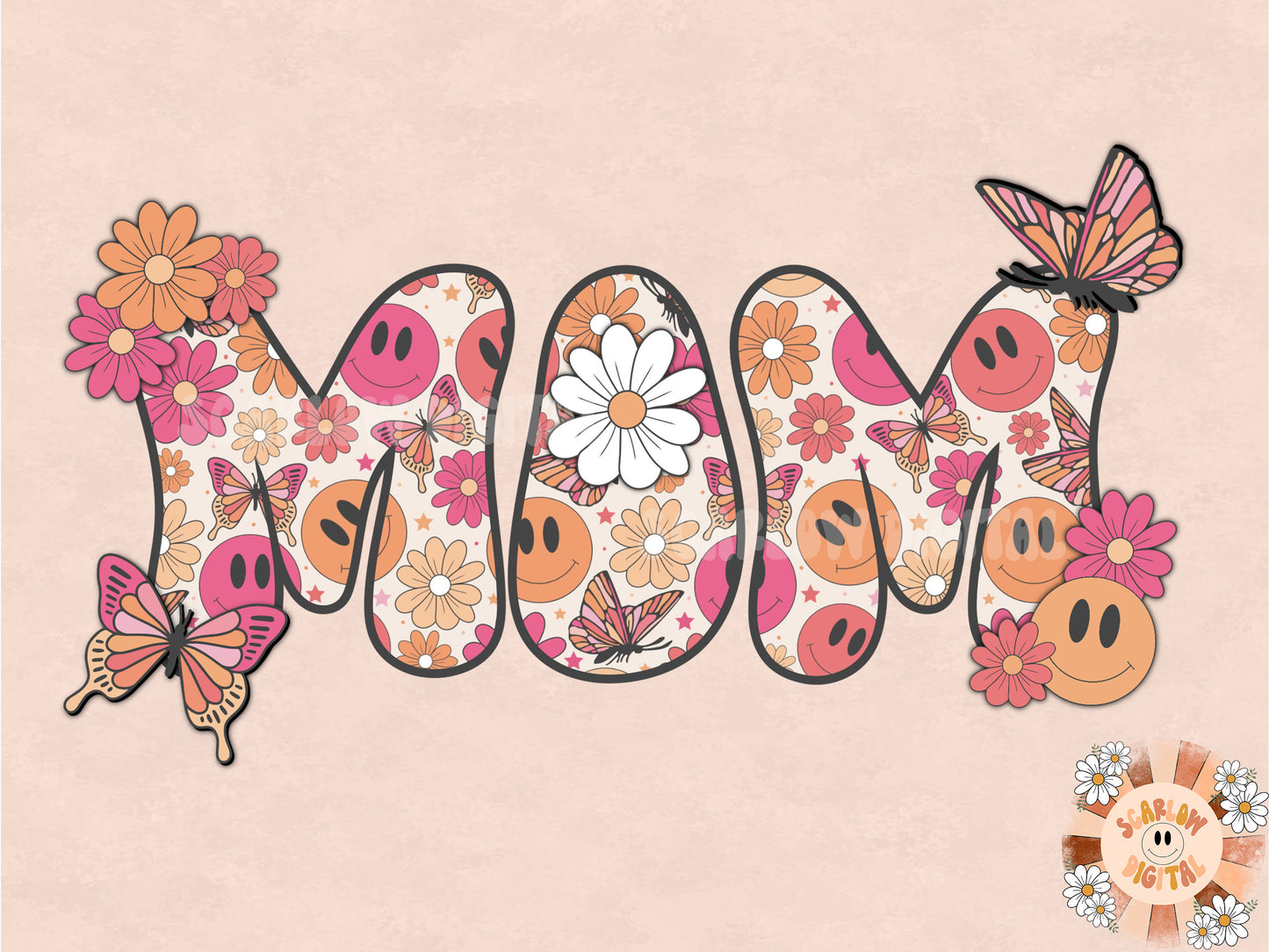 Floral Mom PNG-Retro Summer Sublimation Design Download-Floral mama png, spring mama png, mom sublimation, hippie mama png, vintage mama png