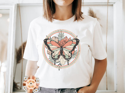 Retro Butterfly PNG-Sublimation Digital Design Download-retro sublimation, butterfly png, floral bouquet png, summer sublimation, spring png