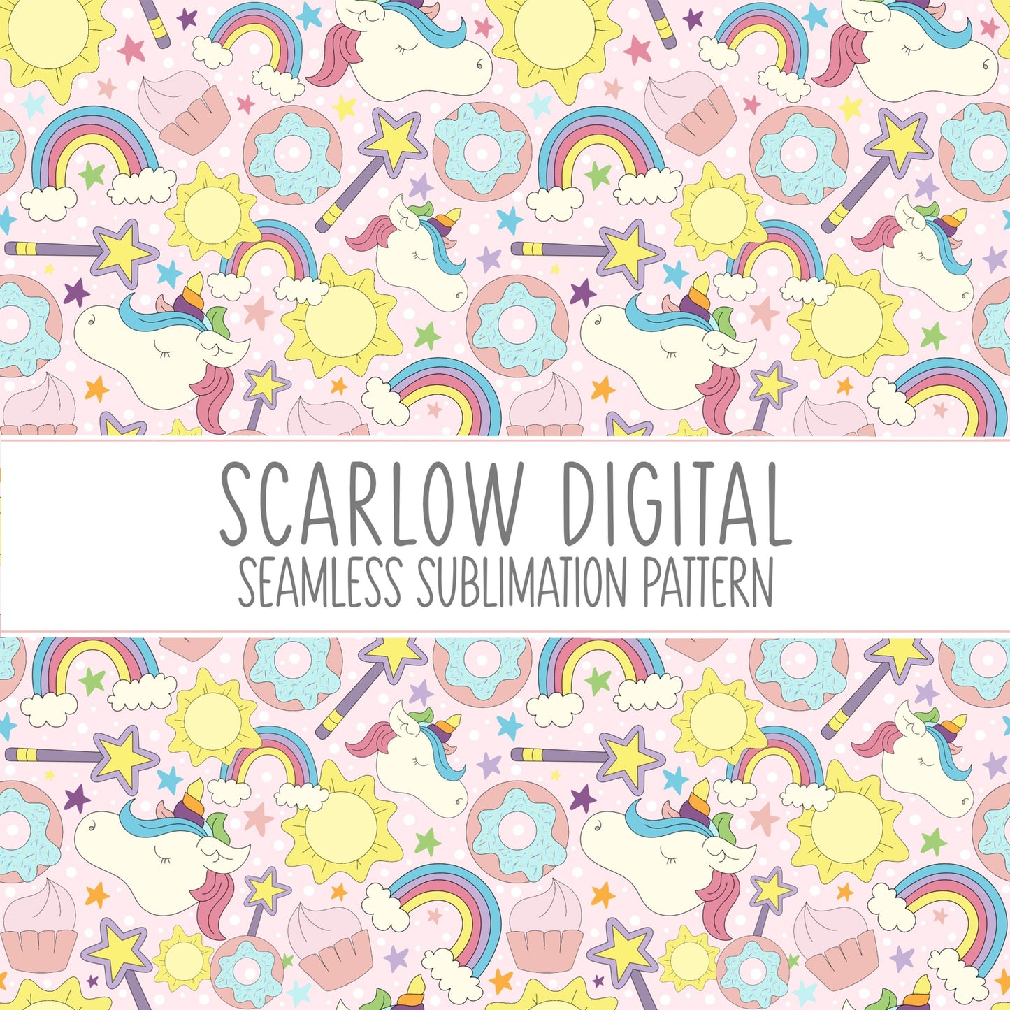 Seamless Magic Pattern-Sublimation Digital Design Download-Unicorn seamless pattern, rainbow sublimation, seamless sublimation designs