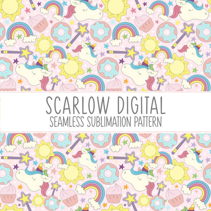 Seamless Magic Pattern-Sublimation Digital Design Download-Unicorn seamless pattern, rainbow sublimation, seamless sublimation designs