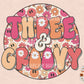 Three and Groovy PNG-3rd Birthday Sublimation Digital Design Download-hippie png, groovy png, retro png, birthday png, 3rd birthday png