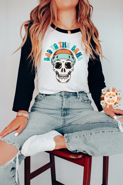 Bad to the Bone PNG Design-Skull Sublimation Digital Design Download-little boy png, rocker boy png, edgy boy png, Halloween png, spooky png design