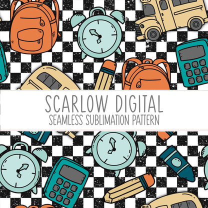 Back To School Seamless Pattern-Education Sublimation Digital Design Download-school boy seamless, retro sublimation, rocker sublimation