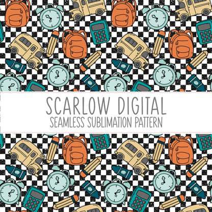 Back To School Seamless Pattern-Education Sublimation Digital Design Download-school boy seamless, retro sublimation, rocker sublimation