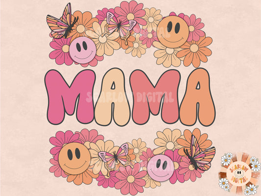 Mama PNG-Hippie Floral Sublimation Digital Design Download-mama sublimation, boho mama png, retro mama png, summer mama sublimation designs