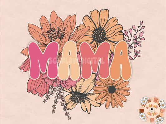 Floral Mama PNG-Sublimation Design Download-Mama sublimation, mom png, retro mama png, summer mama png, spring mama png, vintage mama png