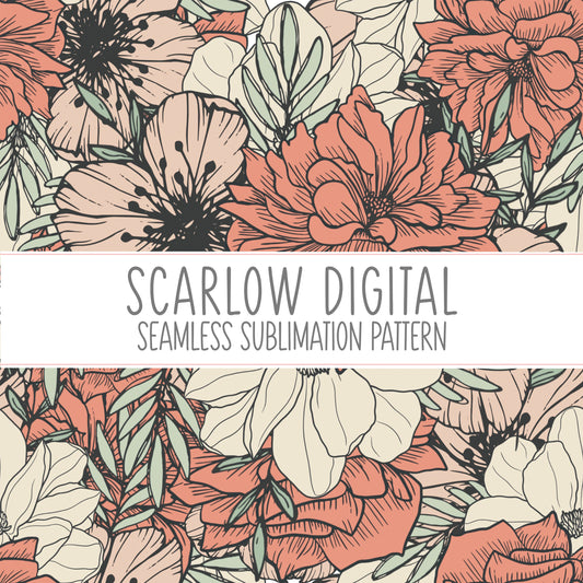 Floral Seamless Pattern Sublimation Digital Design Download-floral sublimation, fall seamless pattern, summer sublimation, greenery designs