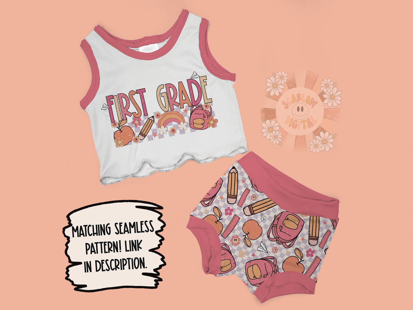 First Grade PNG-Girly Back to School Sublimation Digital Design Download- first grade girl png, back to school png, elementary school png