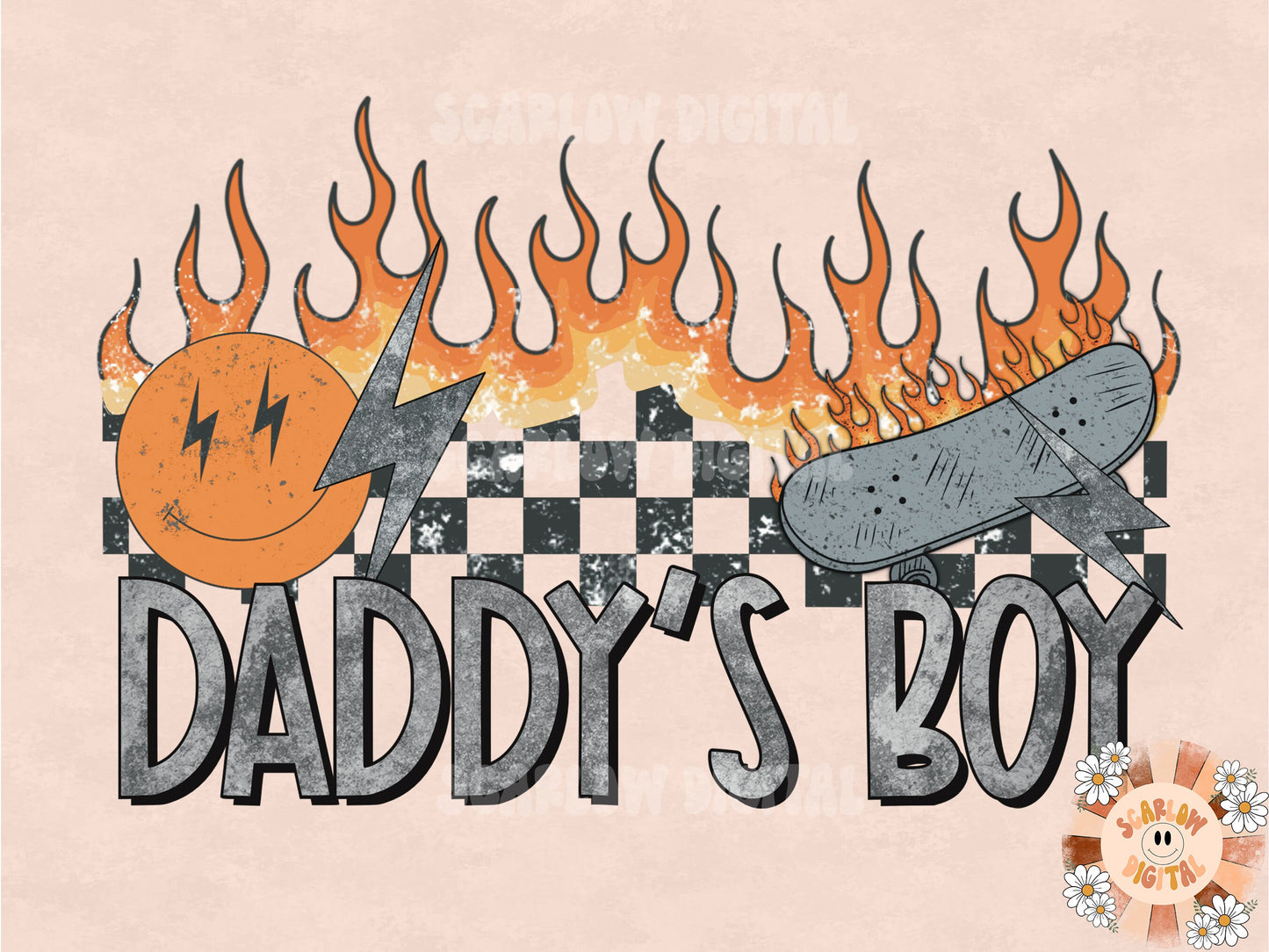 Daddy's Boy PNG-Skateboard Sublimation Digital Design Download-little boy png, boy sublimation, rocker boy png, edgy png, smiling png design
